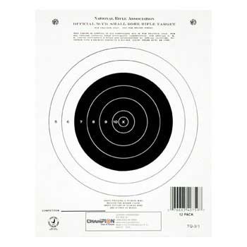 Champion Shooting Targets 50 yd. Small Bore Rifle - Single Bull (12 pack)