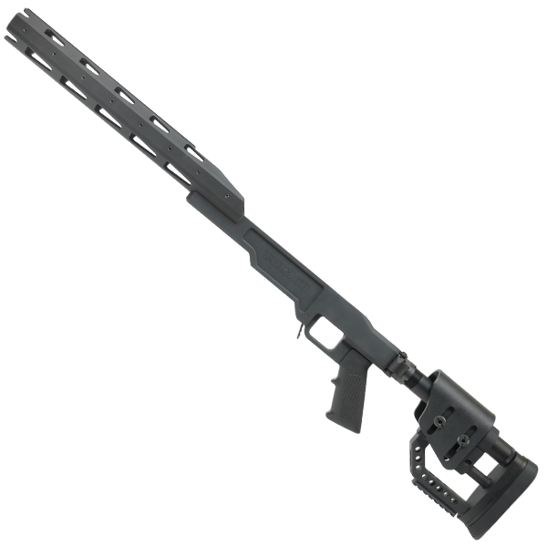 TACMOD Sniper Chassis: Remington 700 short action, right handed, w/folding buttstock and matte black
