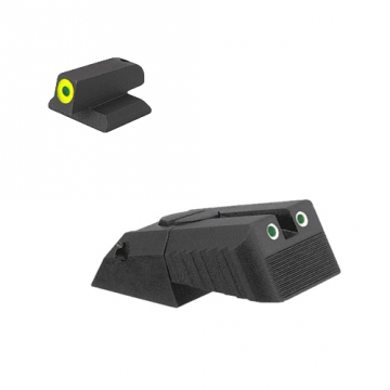 Kensight - Springfield - Tritium Rear, Serrated Blade (860-629) w/ 0.180" Tall Lumi Green Tritium Fr