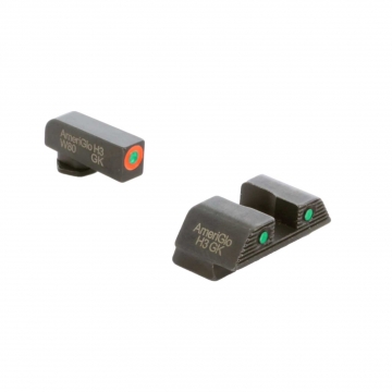 Ameriglo Trooper Night Sight Set for Glock 42,43,43X,48 - Green Tritium Orange Outline FRONT