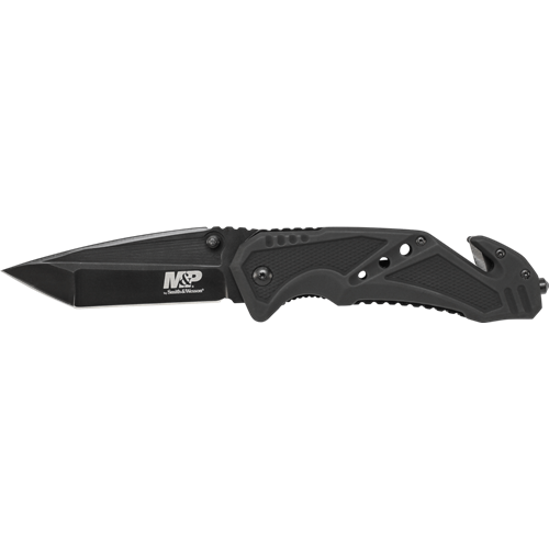 M&P Clip Folder, Liner Lock, Black Blade And Black Handle , Strap Cutter, Ceramic Glass Breaker