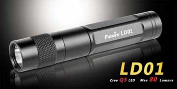 Fenix Digital LD01 Q5 Black Finish - Keychain Flashlight