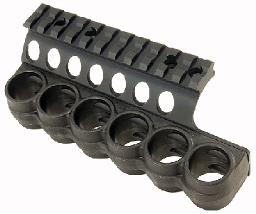Mesa Tactical SureShell Polymer Mossberg 500 Side Saddle Shell Carrier & Scope Mont (6-Shell, 12-GA)