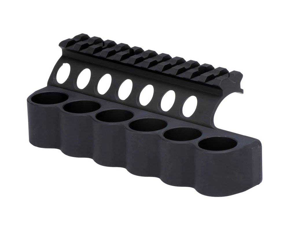 Trinity 12 gauge Picatinny shell holder aluminum black compatible with Benelli. 